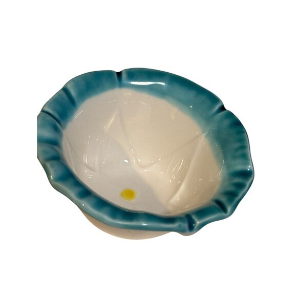 MCI Japan Ceramic Bowl With Blue Rim & Scalloped Edge 3” Diameter Decorative Or - Picture 2 of 8